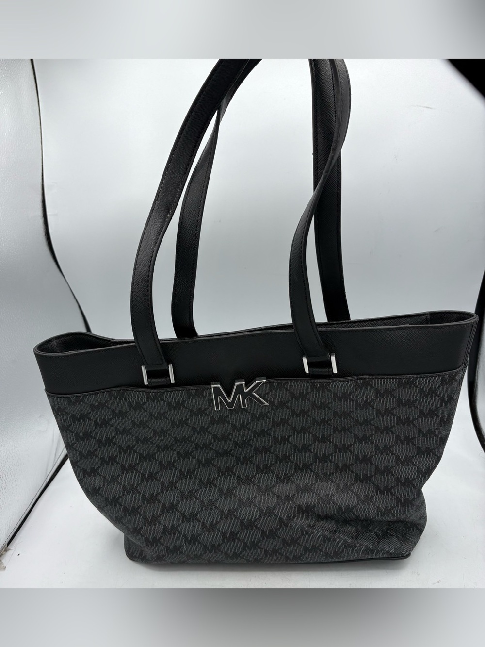 Michael Kors Shoulder Bag Purse Large Florence Black Gray Tote